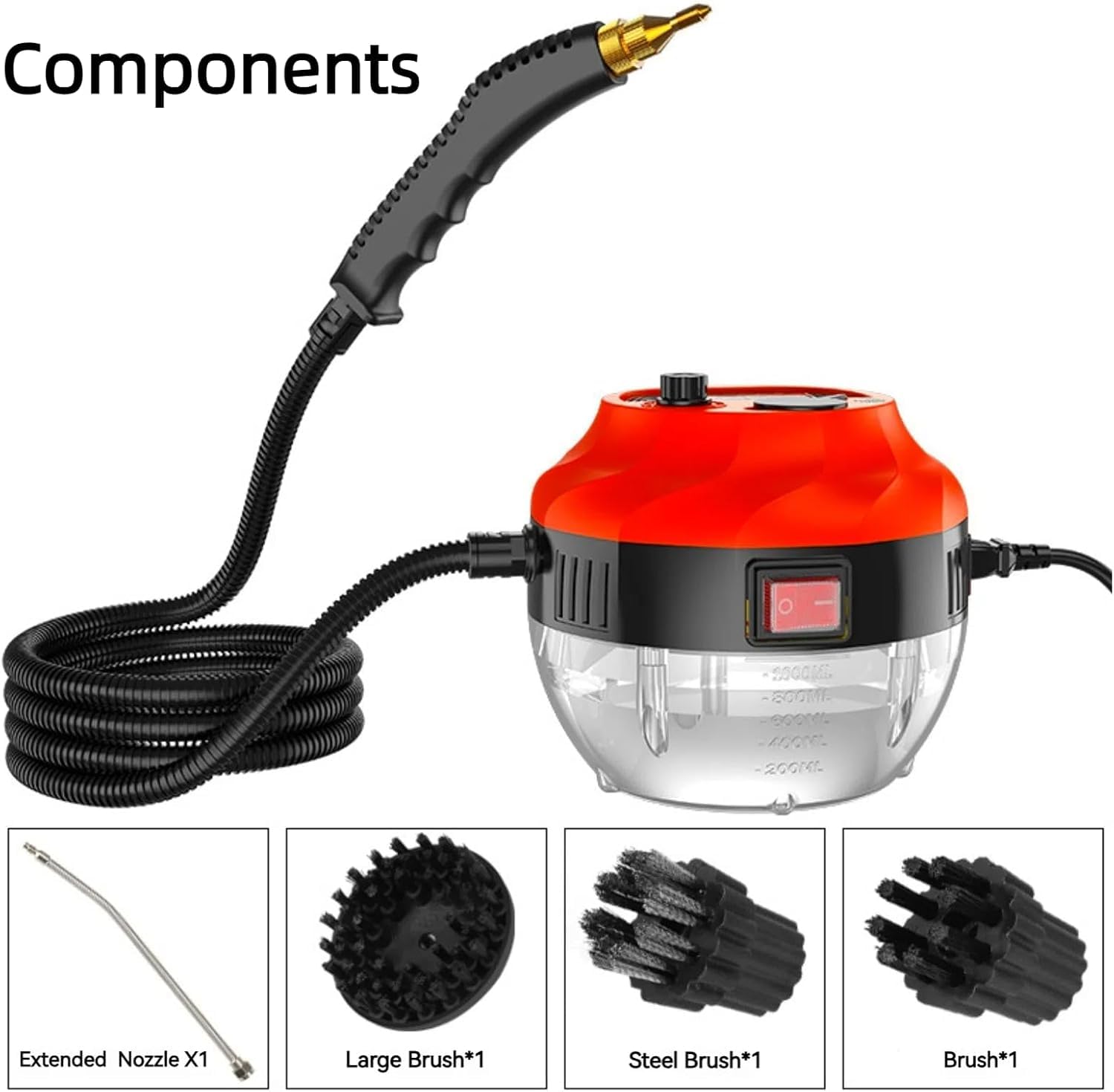 Vaporeta Limpieza Hogar, 2500W Maquina Limpiar Tapicerias con 6 Velocidades Ajustables y 3 Tipos de Cabezales para la Limpieza Doméstica de Cocina, Textiles, Derrames, Azulejos, Coche y Baño