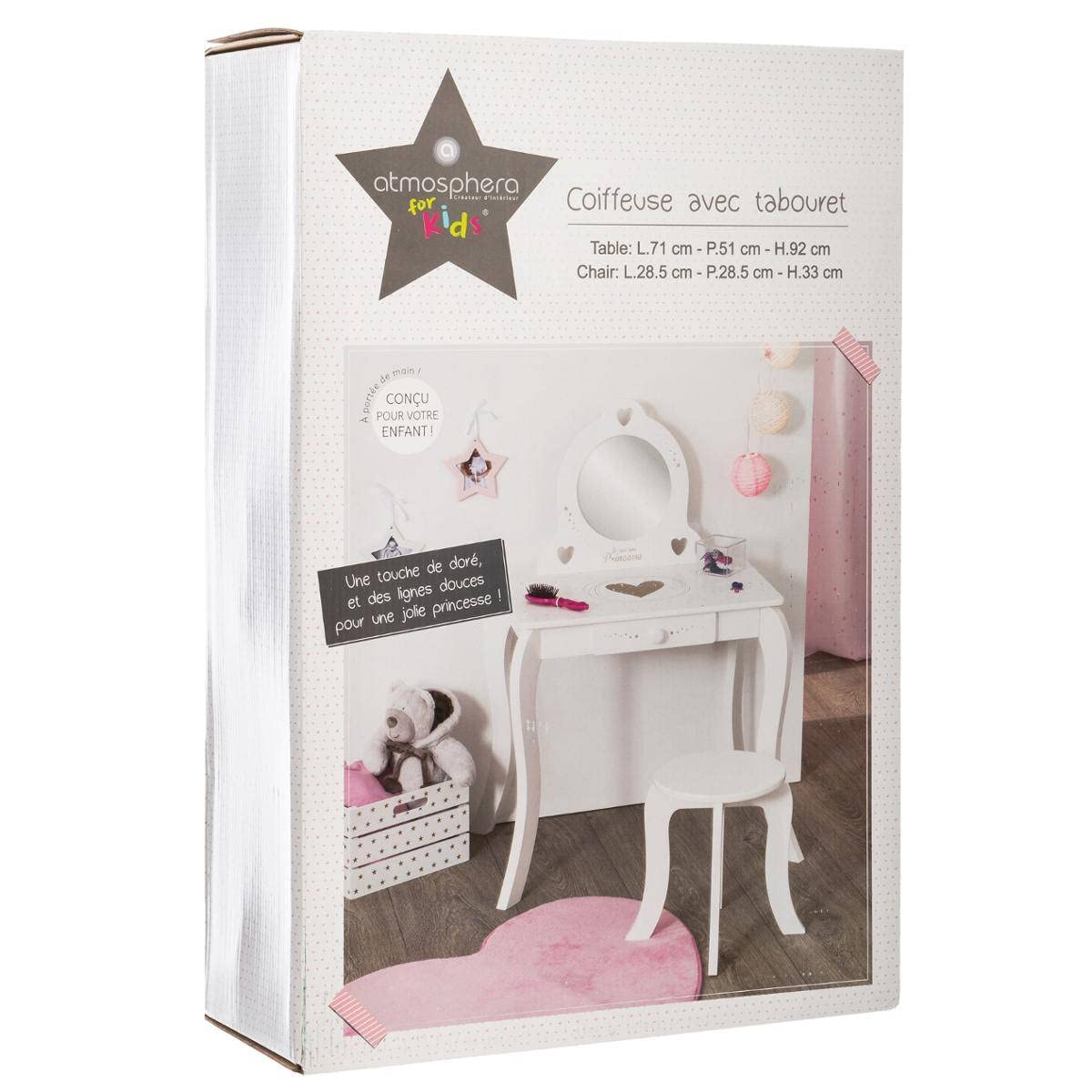 ATMOSPHERA CREATEUR D'INTERIEUR - Tavolino e sgabello per bambini Demoiselle bianco L71,5 cm