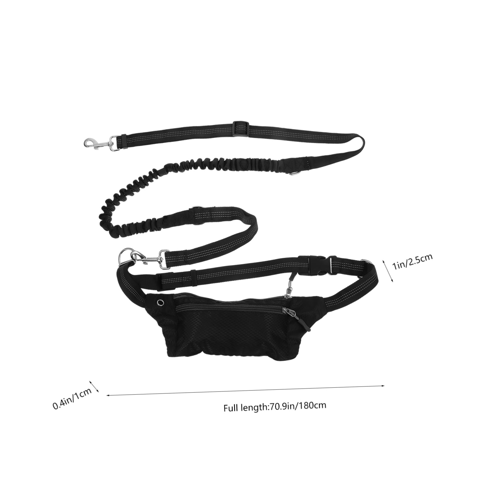 HAPINARY Hands Dog Waist Leash Kit with Elastic Bungee Leash and Waist Pack for Running Jogging and Training Design Black Random Zipper