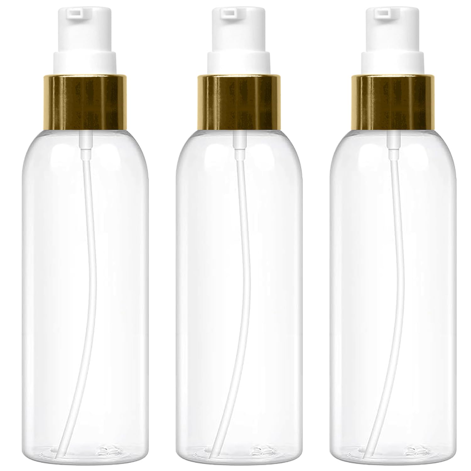 JOYUS 100ml Lotion Bottles with Golden Pumps, Leak Proof, Empty Clear Refillable Cylinder for Shampoo, Moisturizer, Face Cream, Liquid Soap, Empty Travel Transparent Bottle, Golden Pump, Pack of 3-picture-11