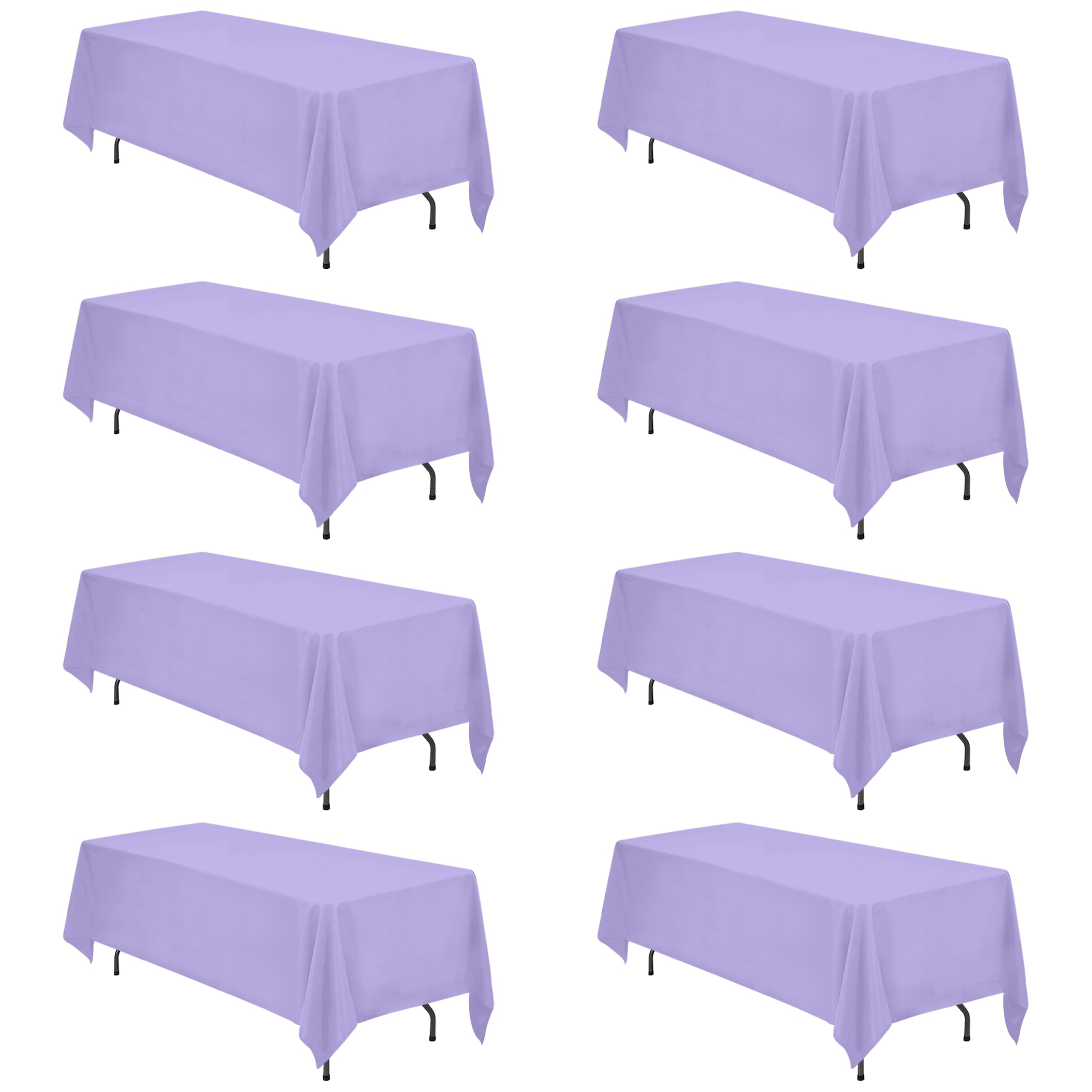 BRILLMAX 8 Pack Lavender Tablecloths 70x120 Inch for 6-8ft Rectangle Tables