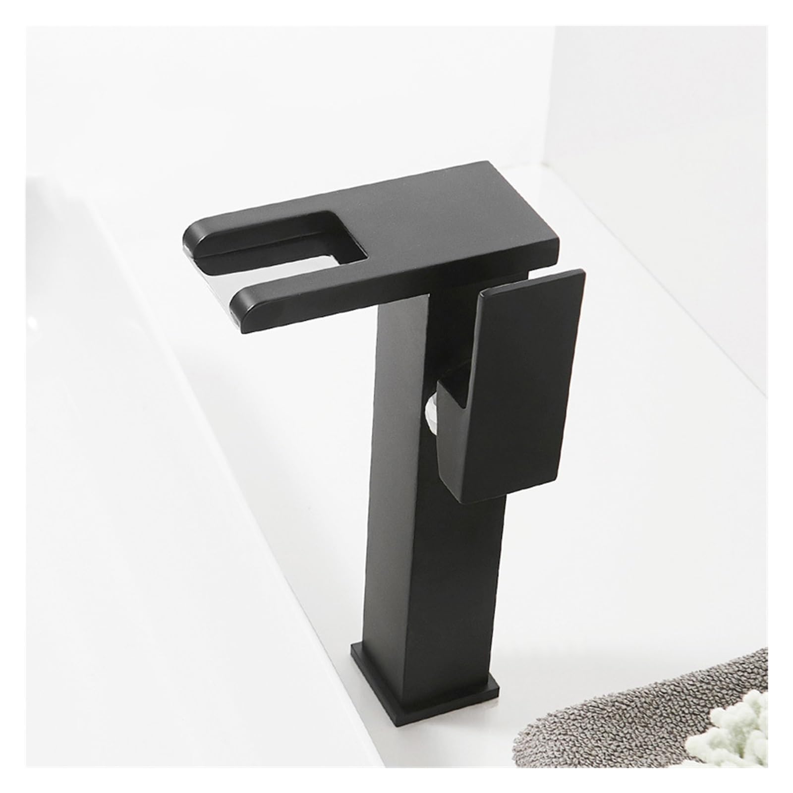 Robinet de lavabo noir LED haut et bas avec mitigeur eau chaude froide
