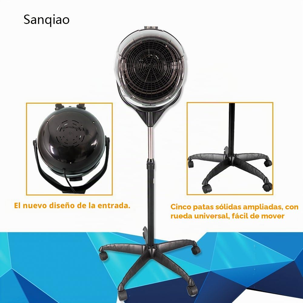 Profesional Campana Casco Secador de Pelo Secador de Peluqueria con Capucha y Tripode Negro 950W