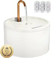 Bebedouro De Cerâmica Para Gatos, 2,1 L/71 Oz, Automático Interno Com Bomba Ultrassilenciosa, Filtro E Esponja (Branco)