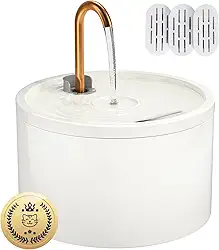 MISFANS Bebedouro De Cerâmica Para Gatos, 2,1 L/71 Oz, Automático Interno Com Bomba Ultrassilenciosa, Filtro E Esponja (Branco)