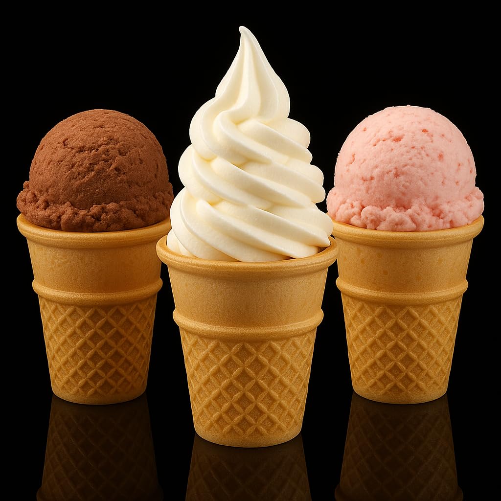 Cone King knusprige Waffelbecher Groß mit Doppelrand, 65x70, Halbsüße Knusprige Eiswaffeln für Softeis, Gelato, Sorbet, Vegan (54 Stück)