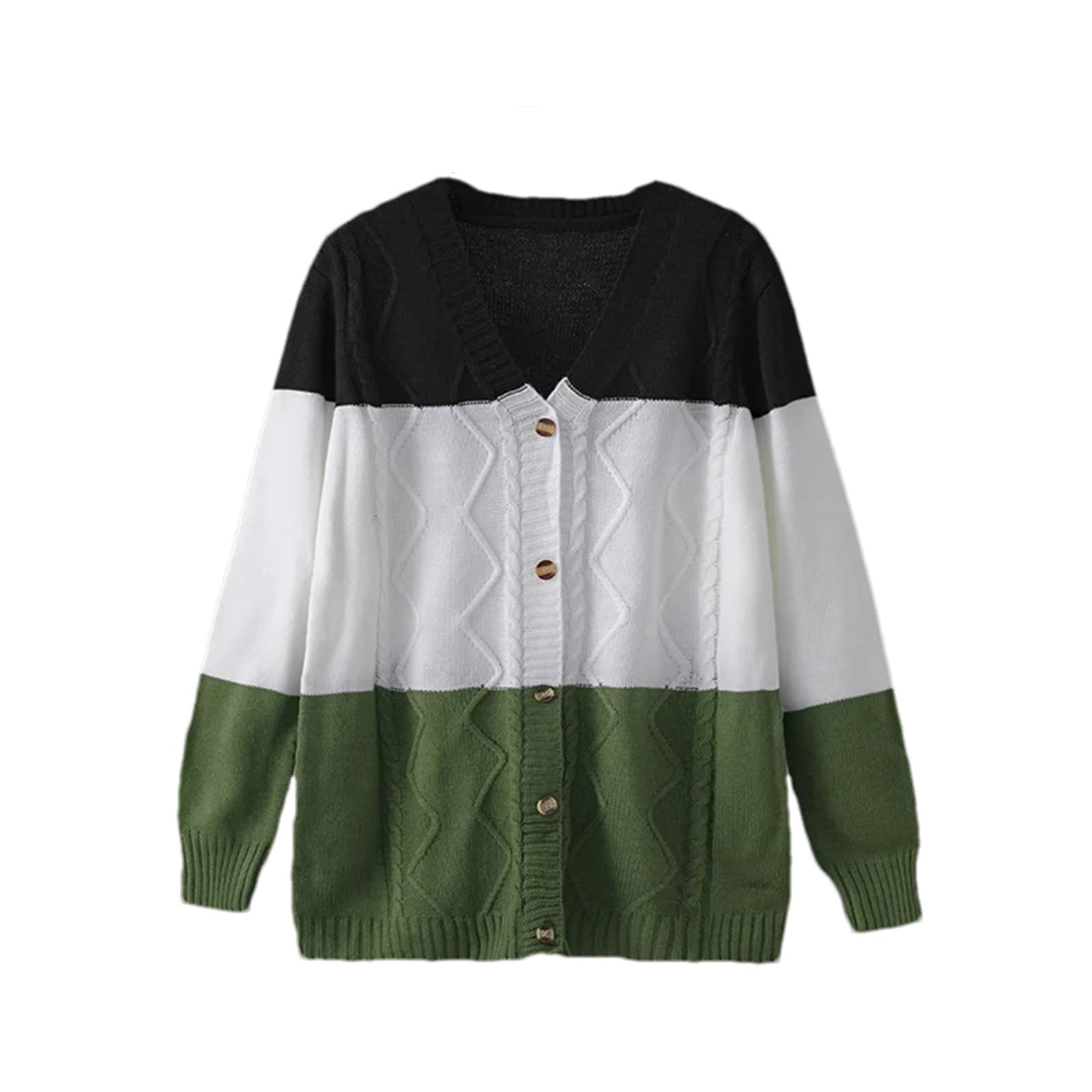 Cárdigan De Punto De Otoño para Mujer, Top Informal De Invierno con Botones De Contraste, Chaqueta, Suéter De Manga Larga, Cárdigan