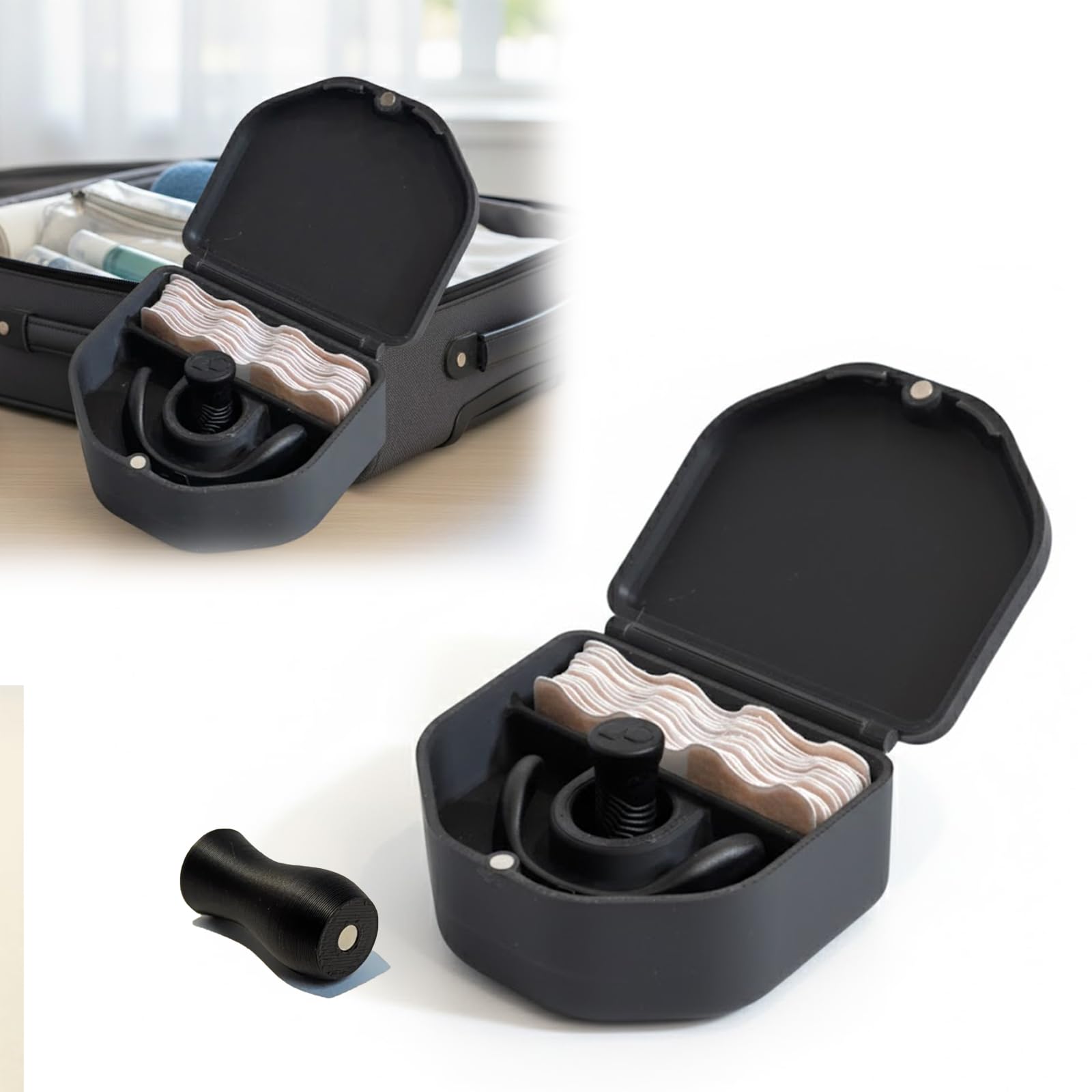 Compact Travel Case for Intake Breathing Nose Strip Holds Up to 14 Tabs Applicator Durable Hard Exterior Magnetic