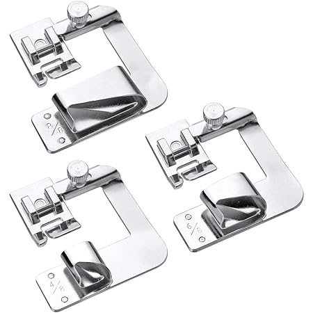 Pied Presseur Pour Machine à Coudre à Ourlet,3 PCS Ourlet Roulé Étroit Pied -de-Biche 4/8 6/8 8/8 Pouces Pied-de-Biche à Large Ourlet Roulé Pour Machines à CCoudre à Adaptateur à Tige Basse