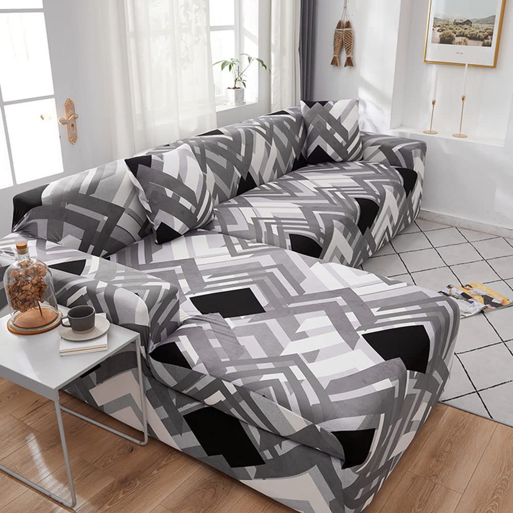 Housse canapé d'angle extensible 145-185cm pour rénover un canapé en L usé