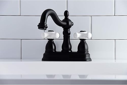 Miniatura 21 de Kingston Brass KB1601PX Heritage - Grifo de lavabo central de 4 pulgadas con mango cruzado de porcelana, cromo pulido Cromo pulido,Latón