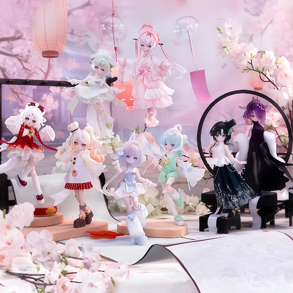 niannyyhouse 1/8 BJD Blind Box Figurki, Ball Jointed Doll z ubraniem, seria Fortune elf, kolekcjonerska figurka akcji (6 sztuk)