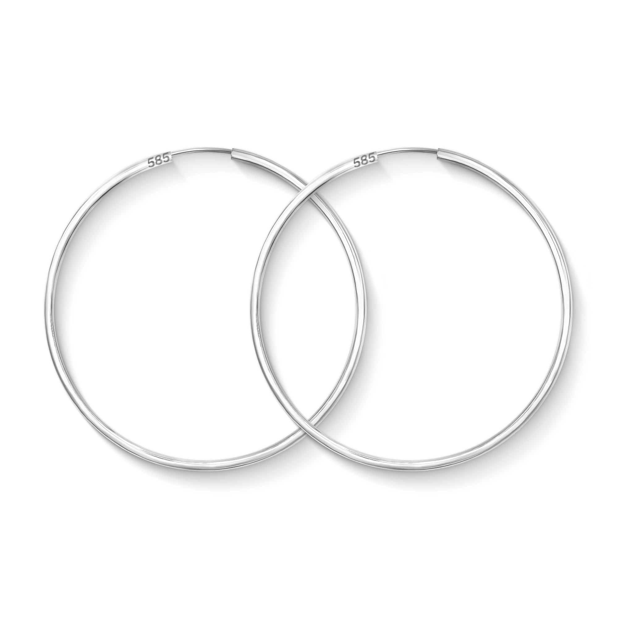 EDELIND Creolen Gold Groß 50 mm 375 585 750 Weißgold Breite 2 mm Hoop Ohrringe Damen Mädchen 9 14 18K Echt Gold Damenohrringe mit Schmuck Geschenk Box