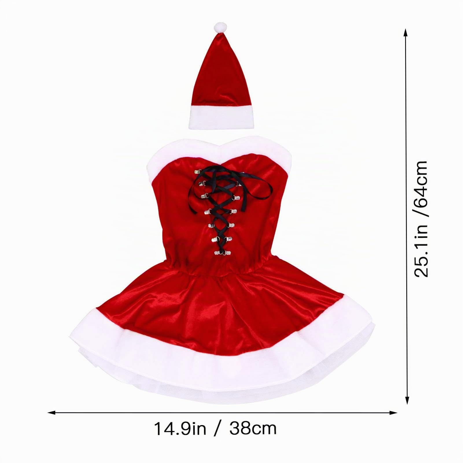 2 Pezzi Costume da Babbo Natale Costume da Donna Natalizio Vestito da Donna E Berretto da Babbo Natale in Peluche per da Spettacolo per Feste Natalizie ()