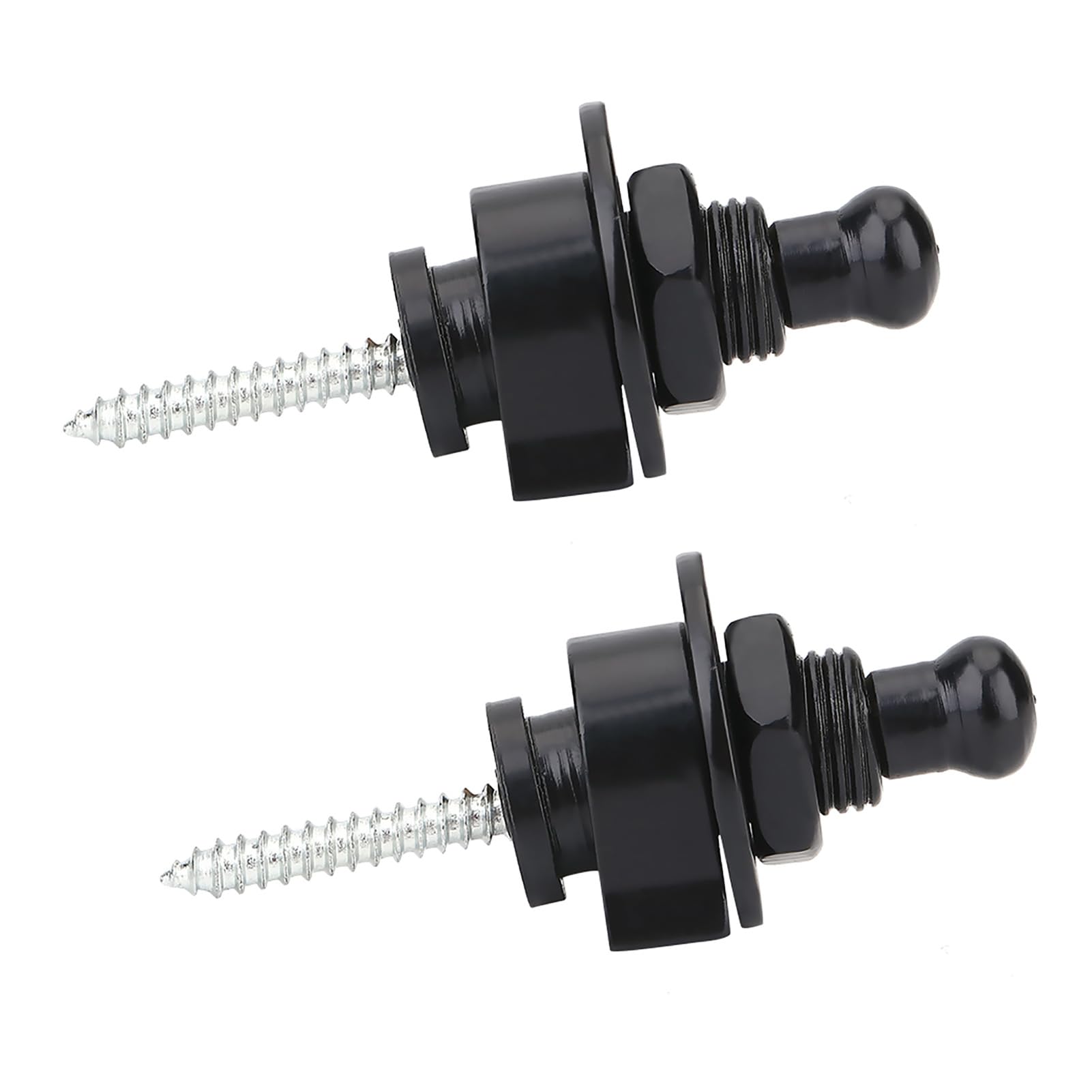 Dioche Metal Guitar Strap Locks for Electric Guitar Secure Attachment Silver 2Pcs EasyInstall AntiSkid Strap Locks High Gloss Finish (Silver) (Black)