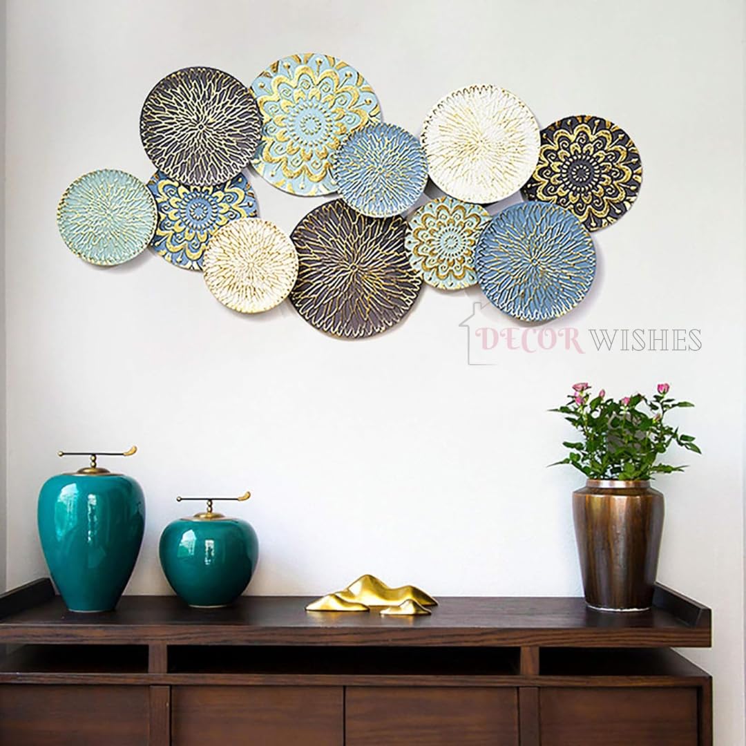 Decor Wishes� Circle Plates Metal Wall Art Circular Disc Metal Wall Decor For Living Room 3d Metal Wall Decoration For Home Decor