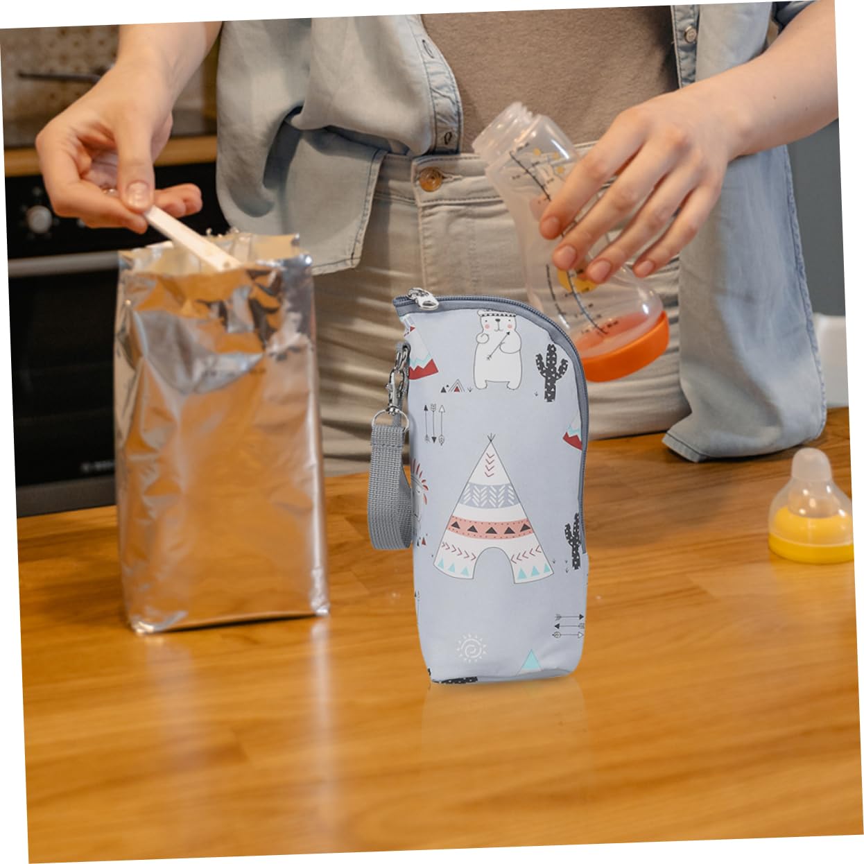 Abaodam 5piezas Bolsa Térmica Aislante para Biberones Diseño Portátil y Zipper para Bebés y Compatible Mayoría De Botellas De Leche