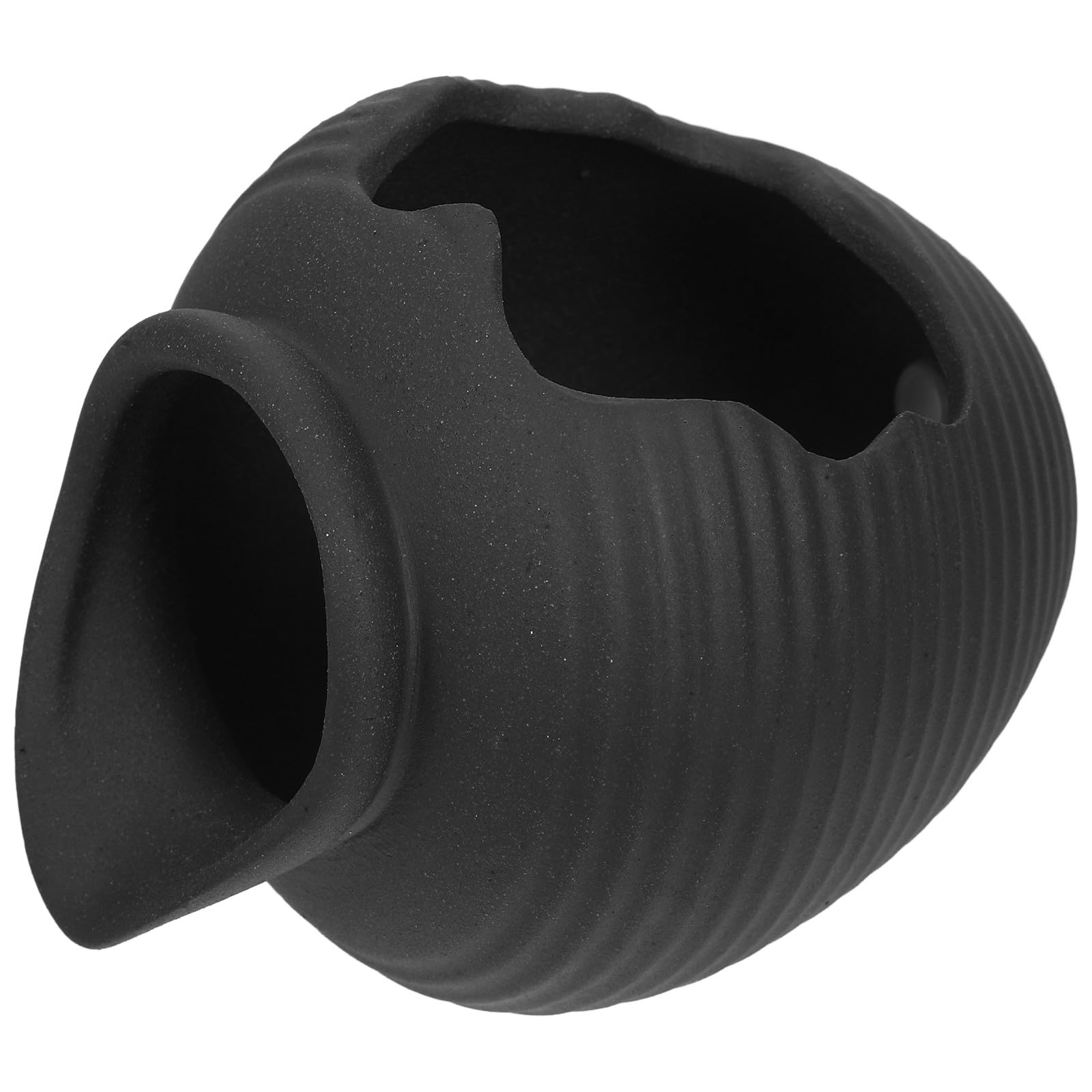 ULTECHNOVO Fontaine de Jardin en Pot Céramique Noire pour Extérieur, Jarre Cascade et Filtration Circulaire, Décoration de Jardin Paisible Toute Saison