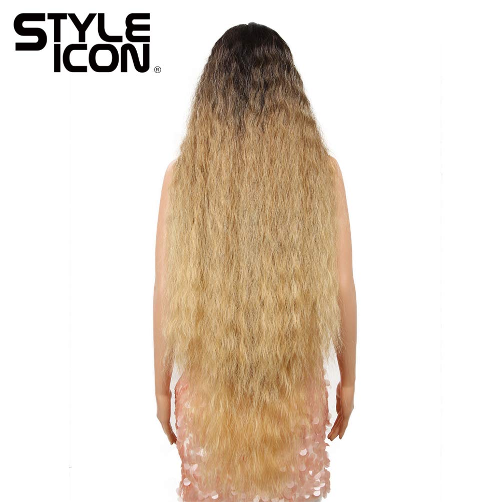 Style Icon 41” Lace Front Wigs Long Wavy Synthetic Wigs with Baby Hair Half Hand Tied 130% Density Wigs (41", TAT6/27/24E)