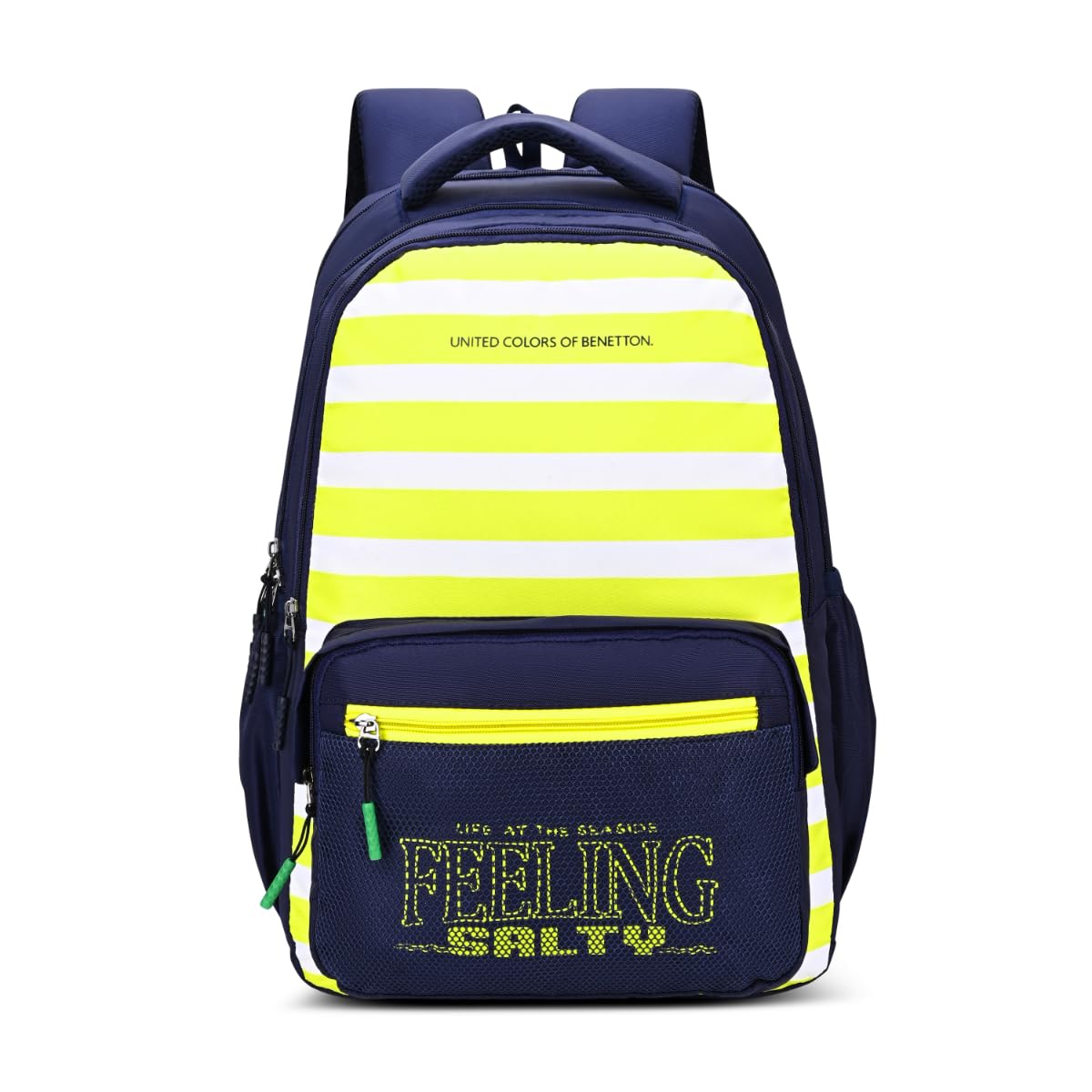 United Colors of Benetton Unisex High-School Backpack CIPHER | Printed High School Bag with 3 Compartments, Airmesh Padding | Backpack for School Girls and Boys | 27L Capacity