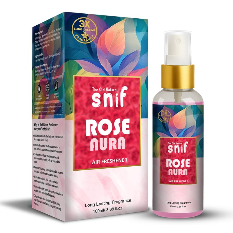 Image of Snif Rose Aura Air Freshener Spray - 100ml | Romantic Rose Fragrance, Long-Lasting Freshness for Home, Office & Car