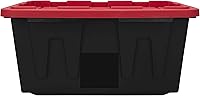Vista 8 de (2-Pack) 27-Gallon Plastic Storage Containers with Snap-On Lids, Black with Red Lids, Industrial-Grade Strength, Stackable and Nestable, Ideal for