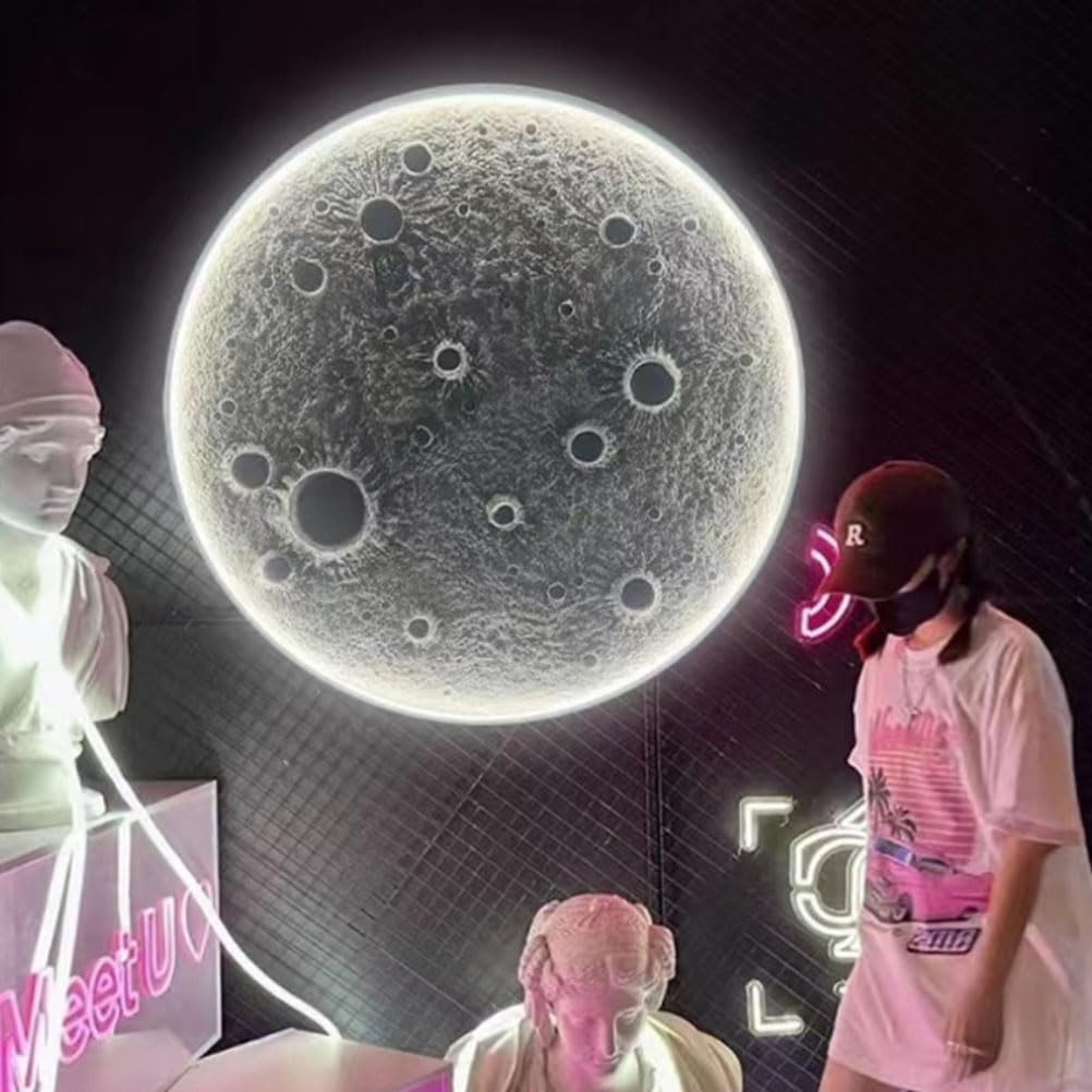 AoLa Lampada da Parete a Forma di Luna Luce da Parete per la Stanza dei Bambini dimmerabile con Telecomando Lampada Decorativa per Interni LED Round Moon Design Lampada Moderna 3D a Forma di Luna