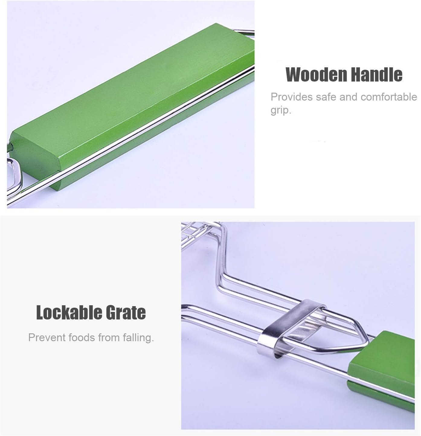 Grilling Basket Non-Stick Barbecue Basket Heavy Duty BBQ Tools Grill Basket for Meats Fish Vegetables Steak