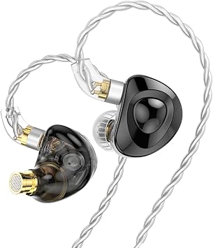 FEDAI TRN MT4 1DD HiFi Earphone Headphone, TRN MT4 in-Ear Earbud with New 10mm Composite Magnetic Dynamic Driver Over Ear Headset with Detachable C Pin 0.75MM CableNo mic,Black