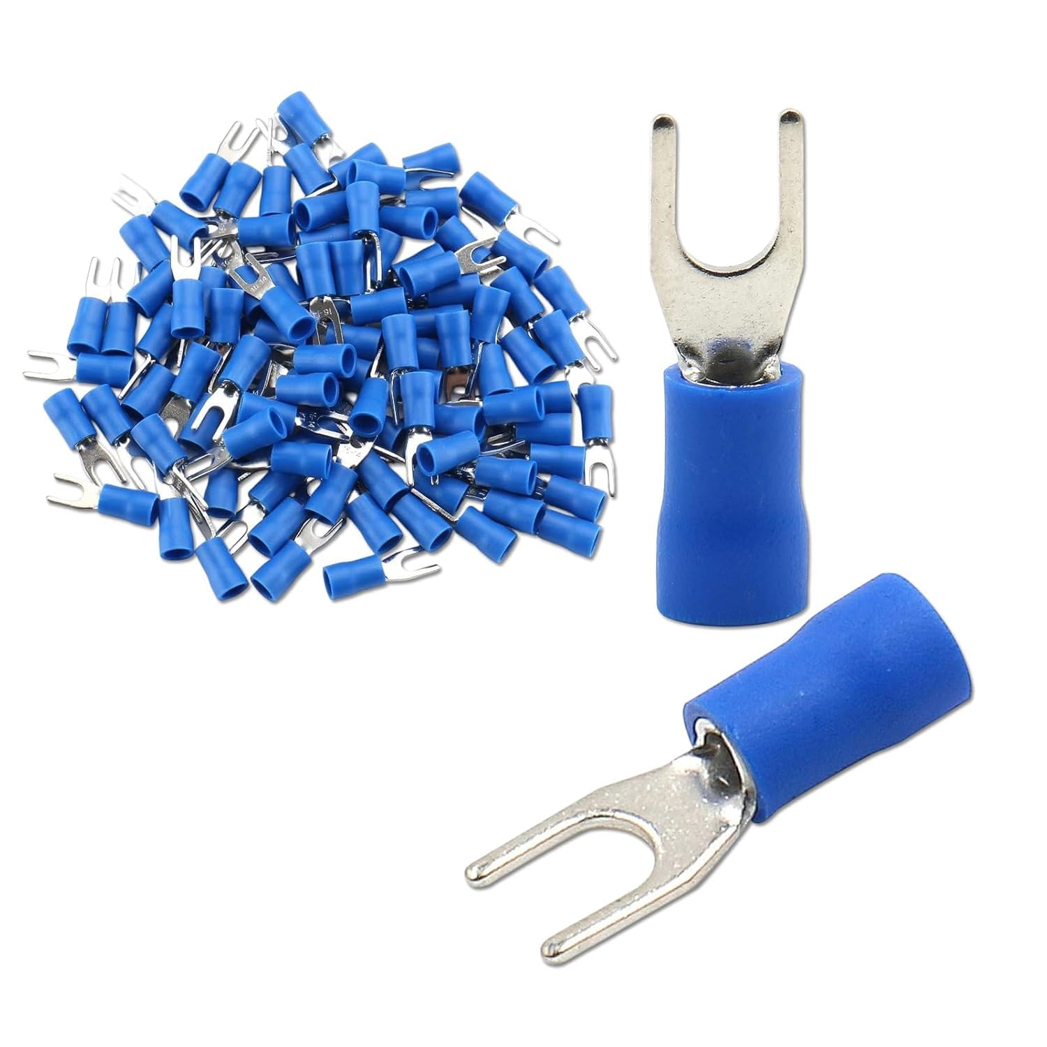 Copper Fork Type Wire Lug, Battery Cable Ends, Furcate Fork Terminals Connectors, Insulated,Fit Cable Size:2.5 Sqmm (pack of 50)-picture-27