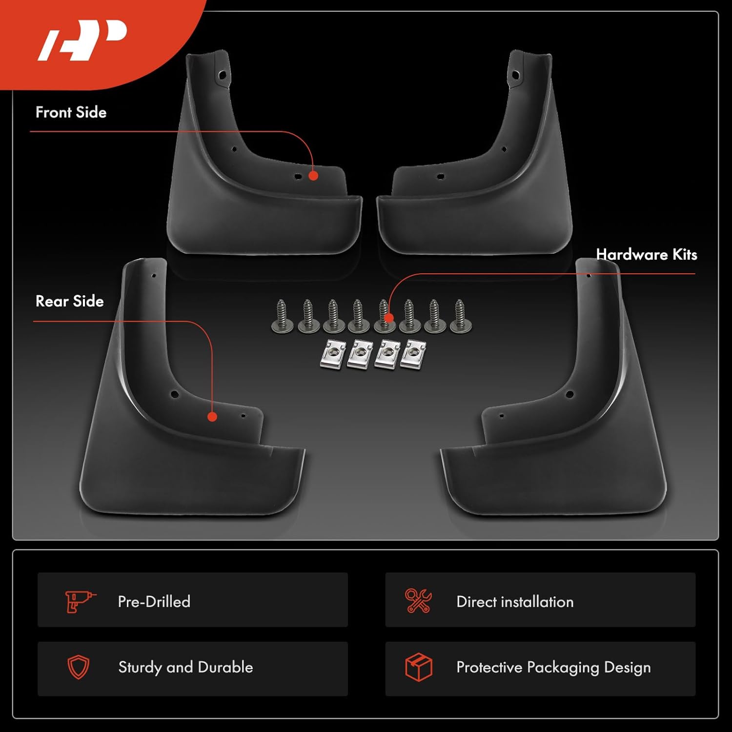 A-Premium Mud Flaps Compatible with Jeep Compass 2017 2018 2019 2020, No Drilling Required Mud Guards with Hardware Accessories, Set of 4 Front and Rear(Not Fits Trailhawk Model)