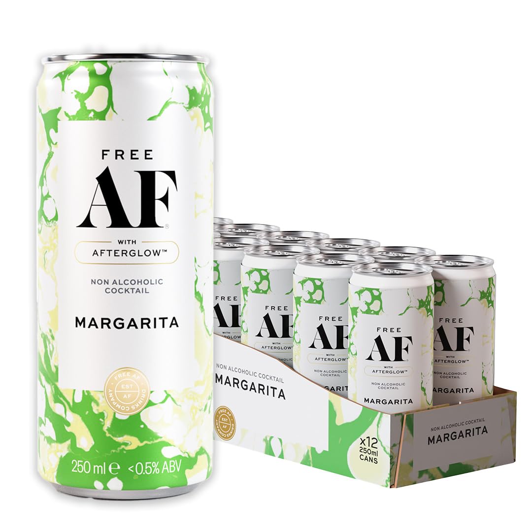 FREE AF Canned Alcohol Free Cocktail - Non-Alcoholic Aperitif – Alcohol-Free Sparkling Botanical Spritz – Ready to Drink 12 x 250ml MARGARITA