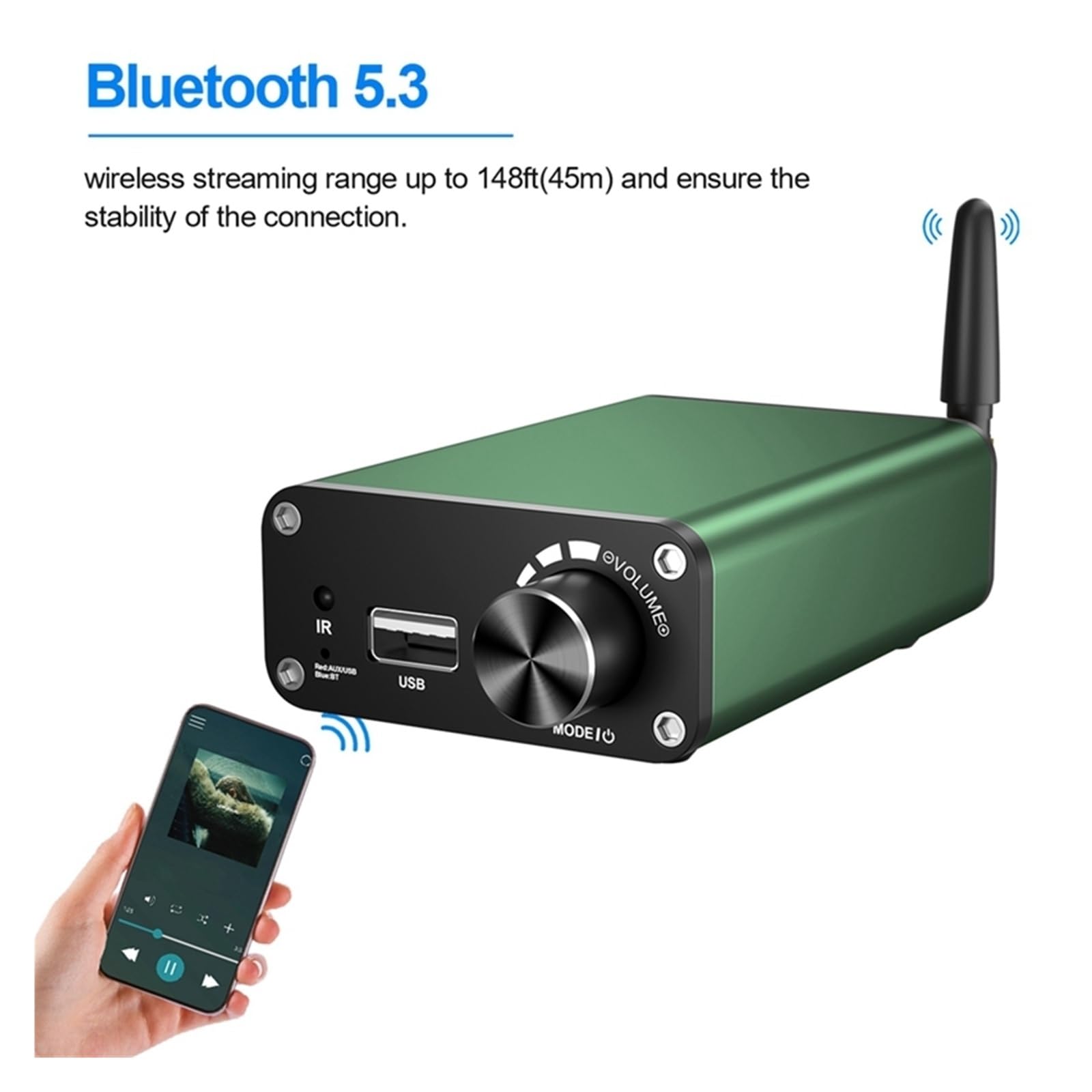 Amplificador Bluetooth Estéreo 2.0 Canales Clase D Amplificador de Cine en Casa 200W Potencia Amplificador Digital