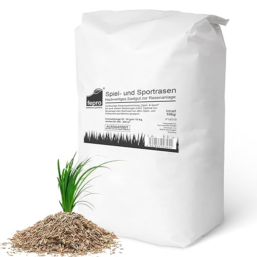 10 kg de graines pour pelouses sportives et jeux, 400 m², robustes, vert foncé, idéales pour les graines d'herbe et les semis de pelouse, printemps
