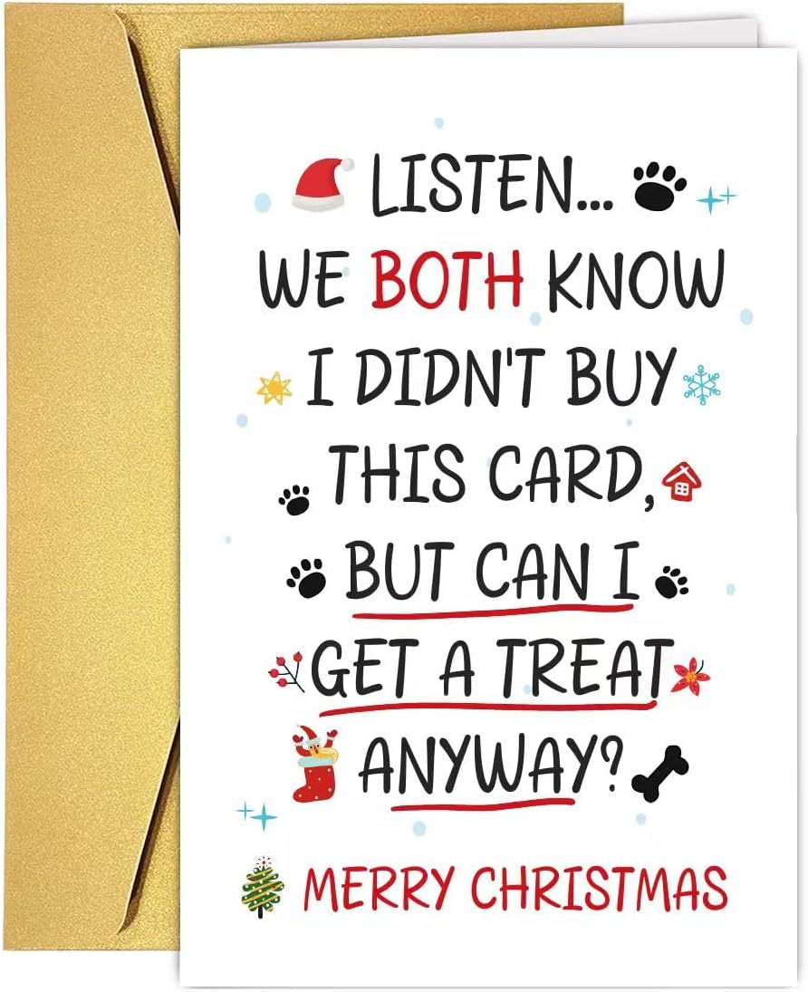 Amazon.com: COLINHELIN Funny Christmas Card from Dog, Humorous Merry ...