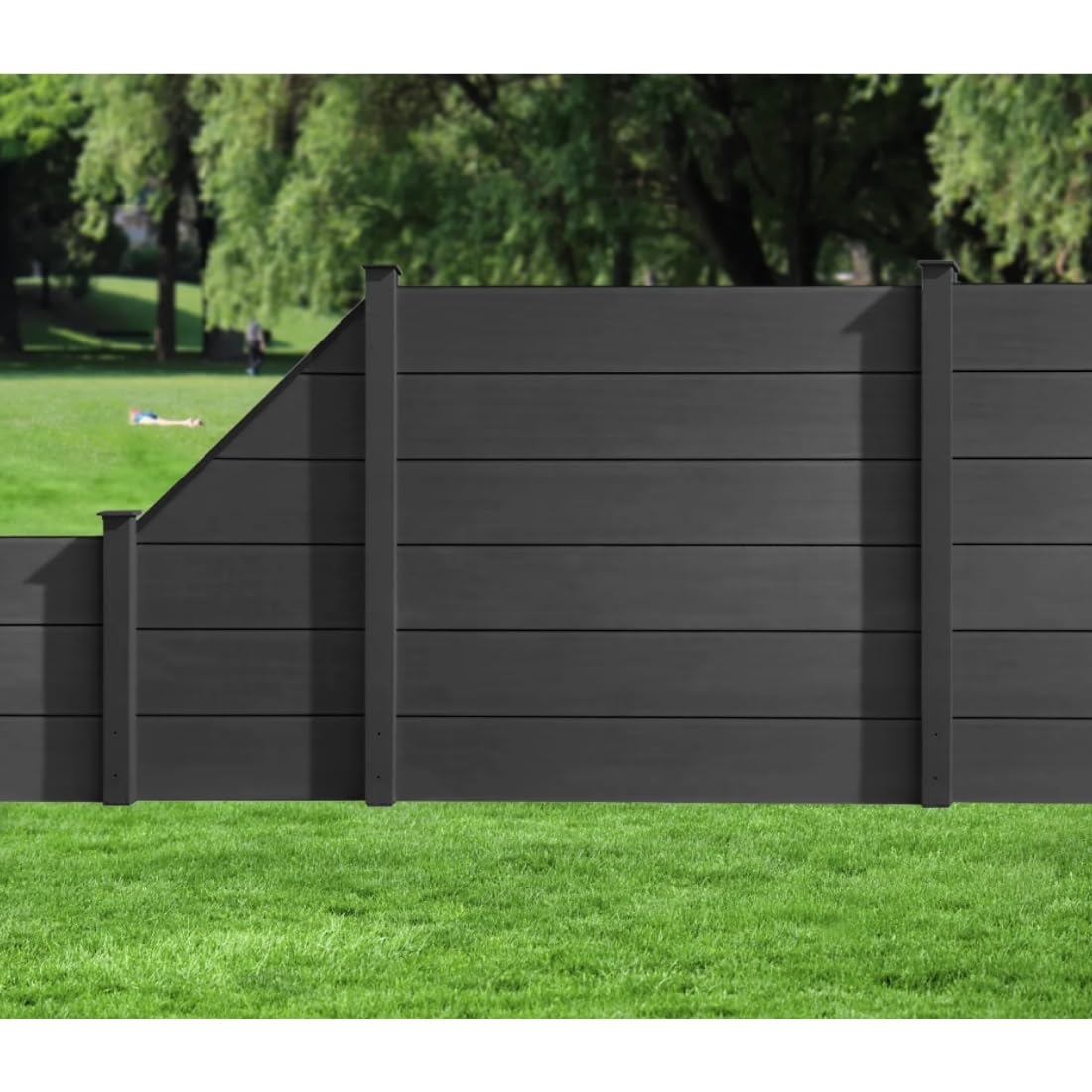 HORI Sichtschutzzaun XXL WPC Sichtschutz Gartenzaun Zaun Lamellenzaun, ohne Pfosten, 180 x 180 cm - Anthrazit