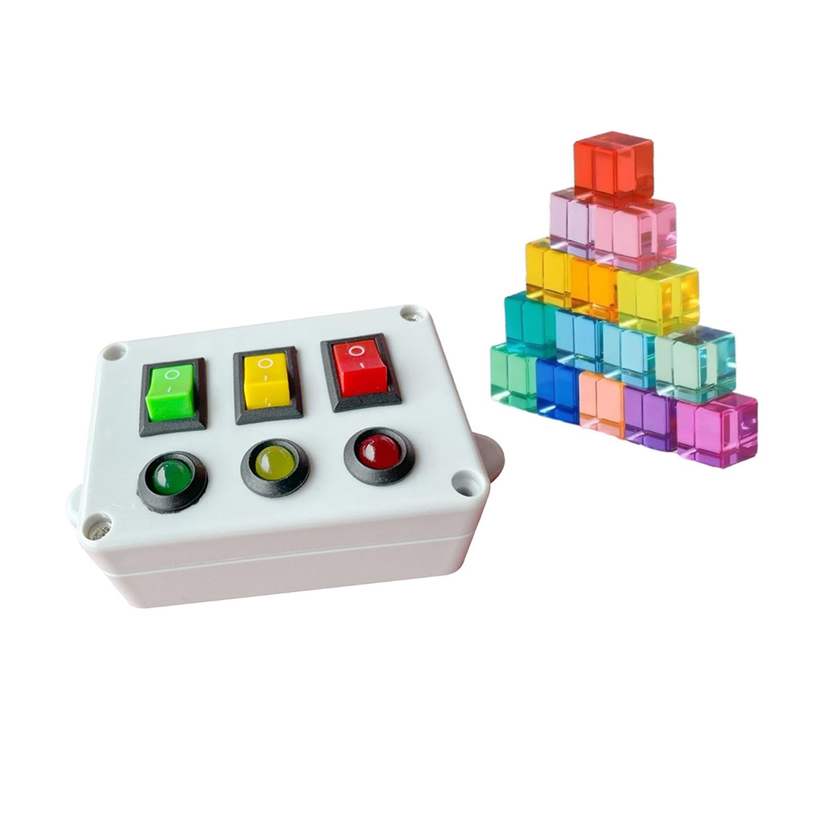 harayaa Juego de Apilamiento de Bloques de Construcción de, Cubos Translúcidos, Juguete Educativo, Material Acrílico, Adecuado para El Aprendizaje de