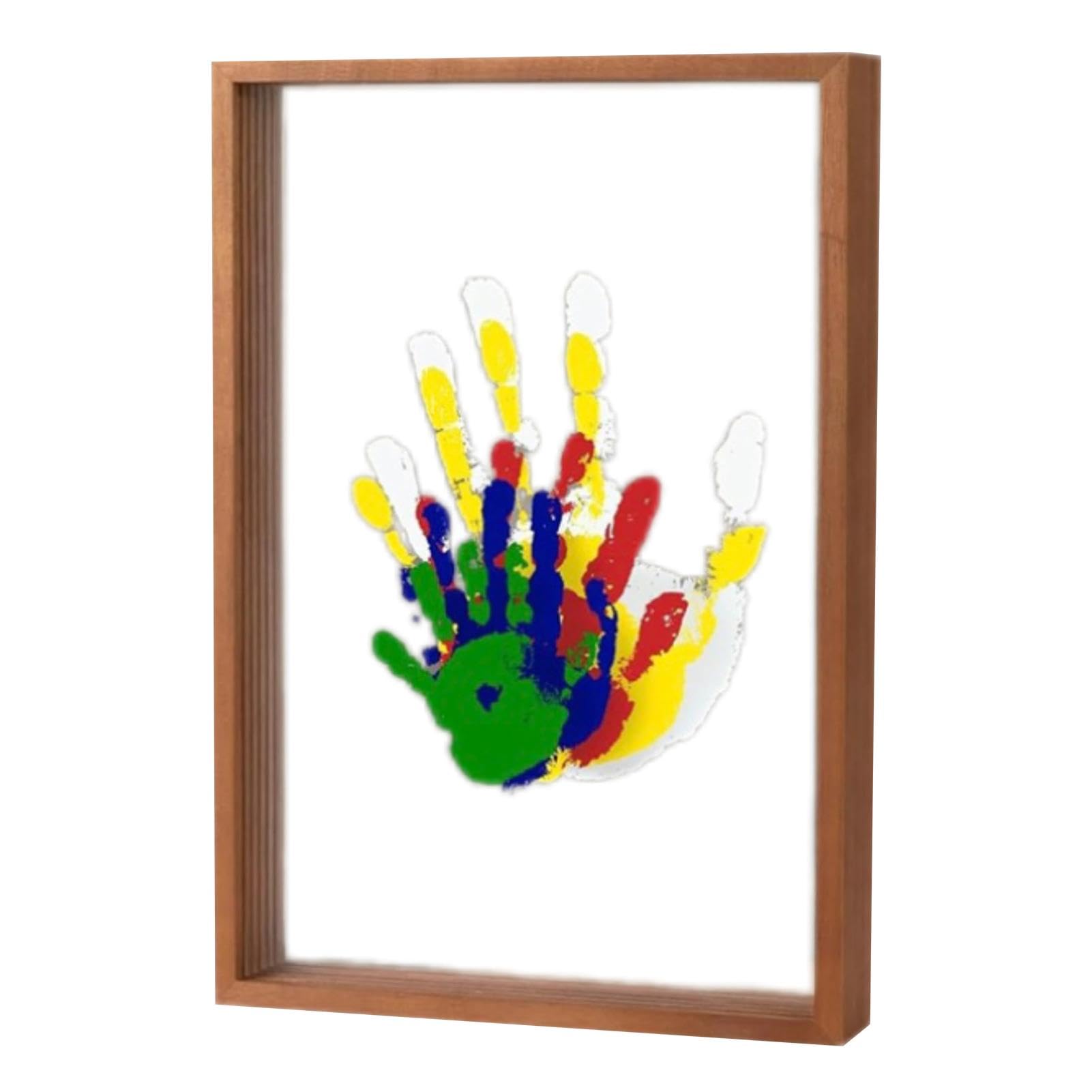 Family Handprint Kit - Family Handprint Keepsake, Family Hand Casting Kit | Wooden Frame Set Transparent Sheets, Child-Safe Paint Craft Clear Kit for New Parents, Post-Birth Home, 22.4x31x4cm