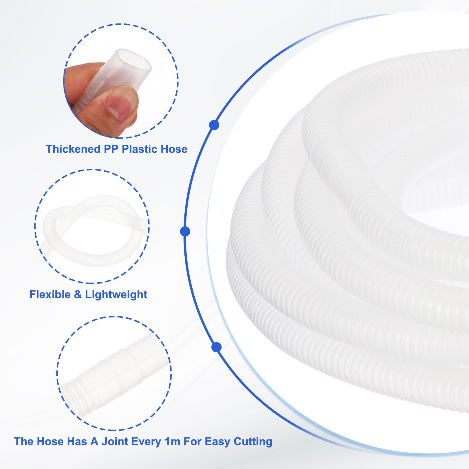 PATIKIL Desagüe Manguera Kit, 15m Drenaje Manguera para Aire Acondicionado Universal con Cinta Adhesiva 2pcs Abrazaderas para Reemplazo Mini Split Bomba Extensión, Transparente
