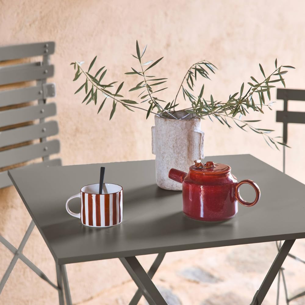 PALUPLUS Set da Bistrot 3 Pezzi, Tavolo Pieghevole QUADRATO 60x60x71 cm, 2 Sedie in Metallo 41x46x80 cm, Ideale per Balcone e Giardino, Design Elegante e Salvaspazio -7124F-15,8 (Grigio Antracite)