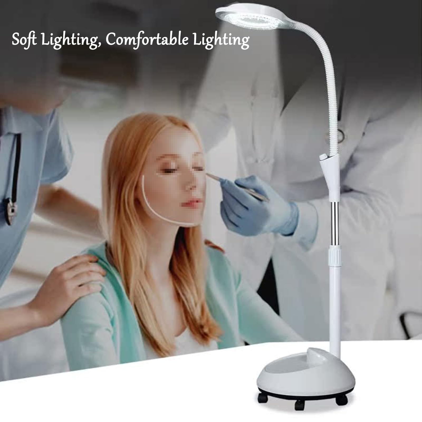 Lampe Médicale Mobile avec Loupe 8X, Lampe D'examen Chirurgical à LED, Lampe Médicale Mobile, pour Examens Médicaux Ambulatoires Gynécologiques