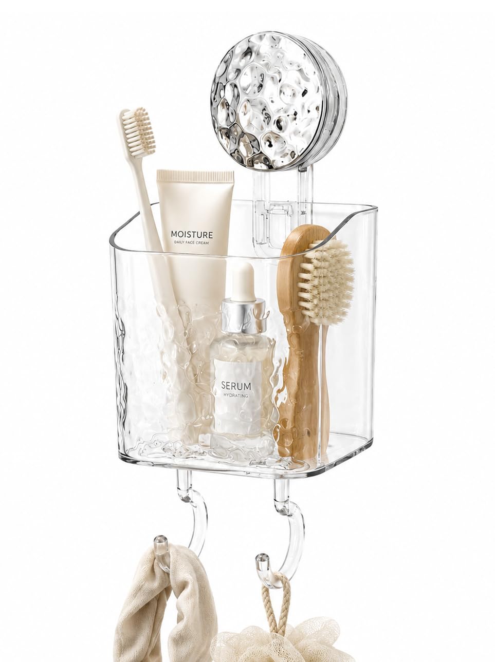 Photo 1 of HOME&I Clear Suction Cup Toothbrush Holder with 2 Hooks
