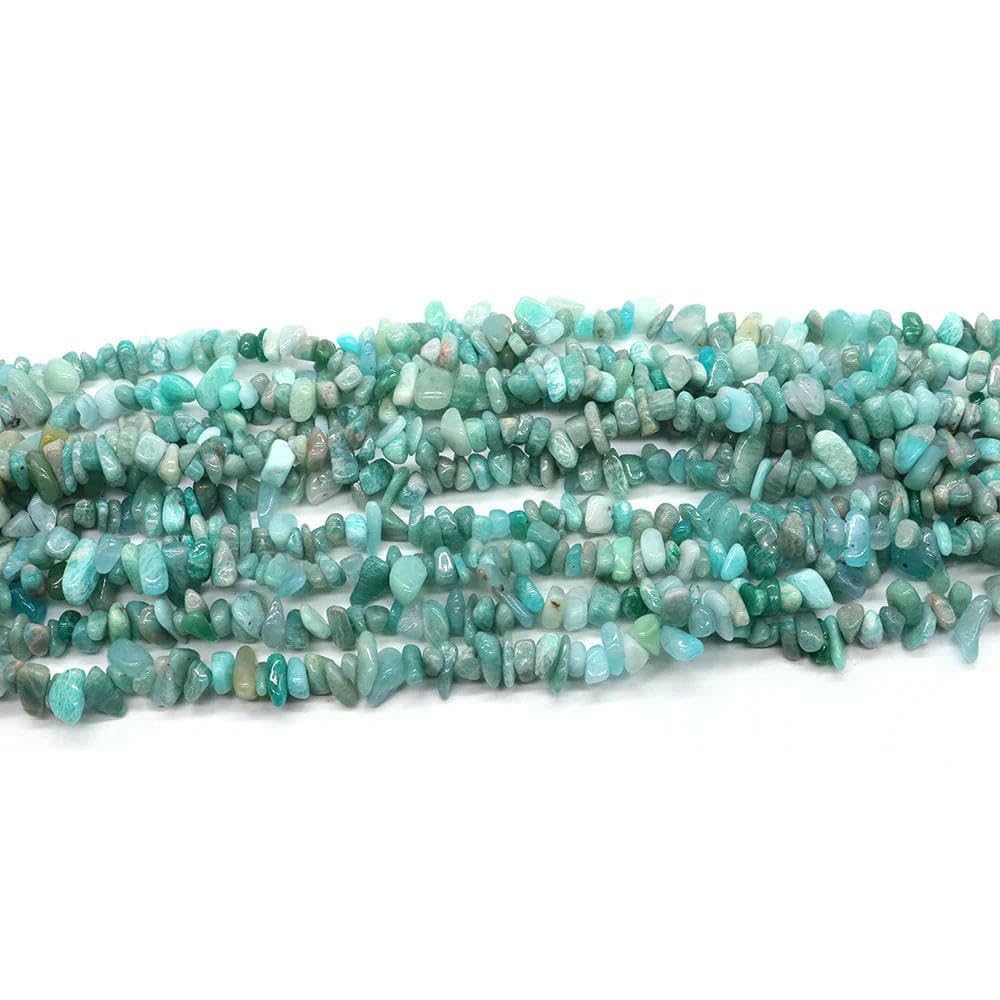 Natürliche blaue Amazonit-Splitter, Steinperlen, unregelmäßige Kieskristallperlen zur Schmuckherstellung, DIY-Armband, Halskettenzubehör – Blauer Amazonit – 10 Stück (ca. 81 cm)