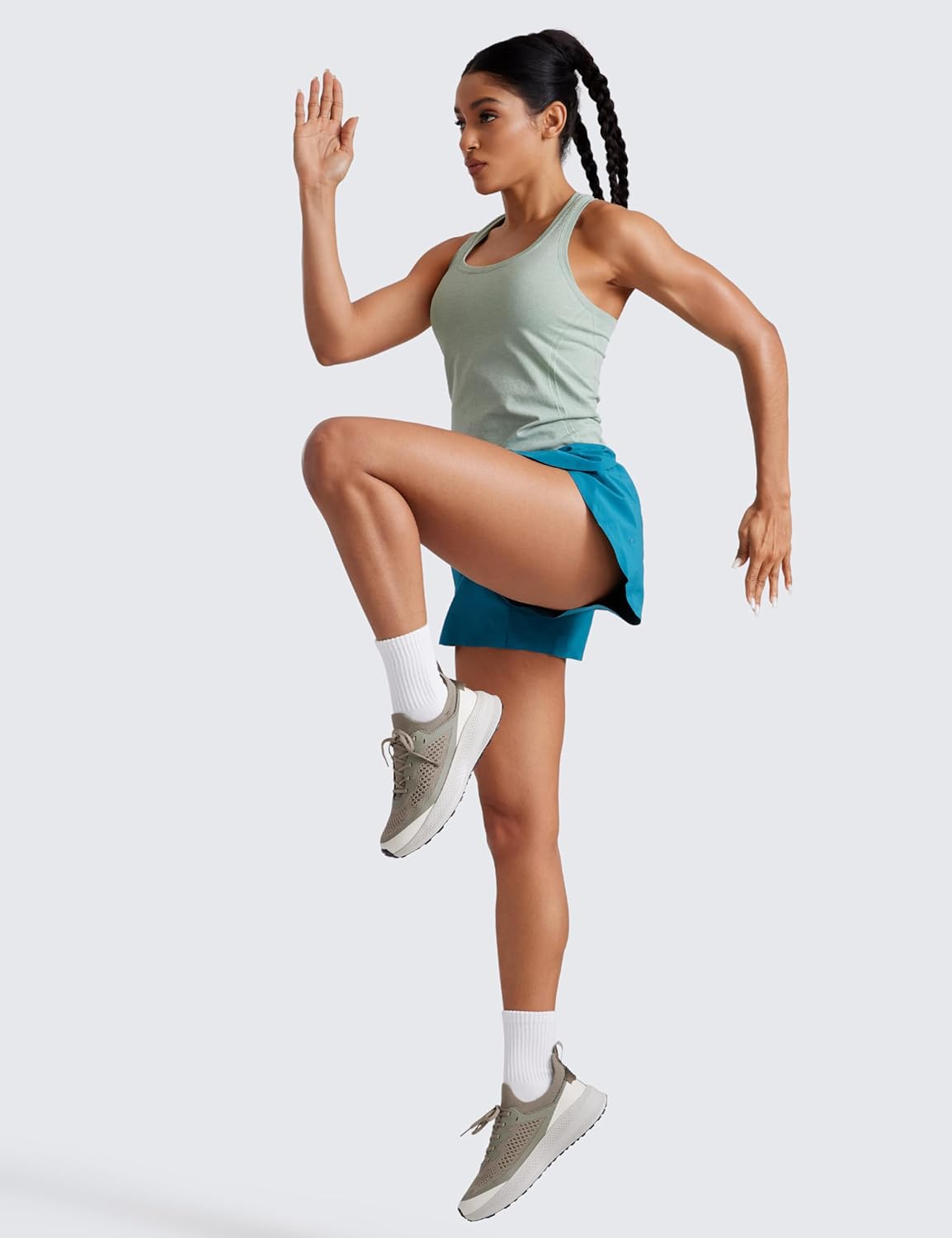 CRZ YOGA Seamless Racerback Tank Tops for Women - Gym Workout Athletic Running Sleeveless Shirts Breathable Scoop Neck - Image 3