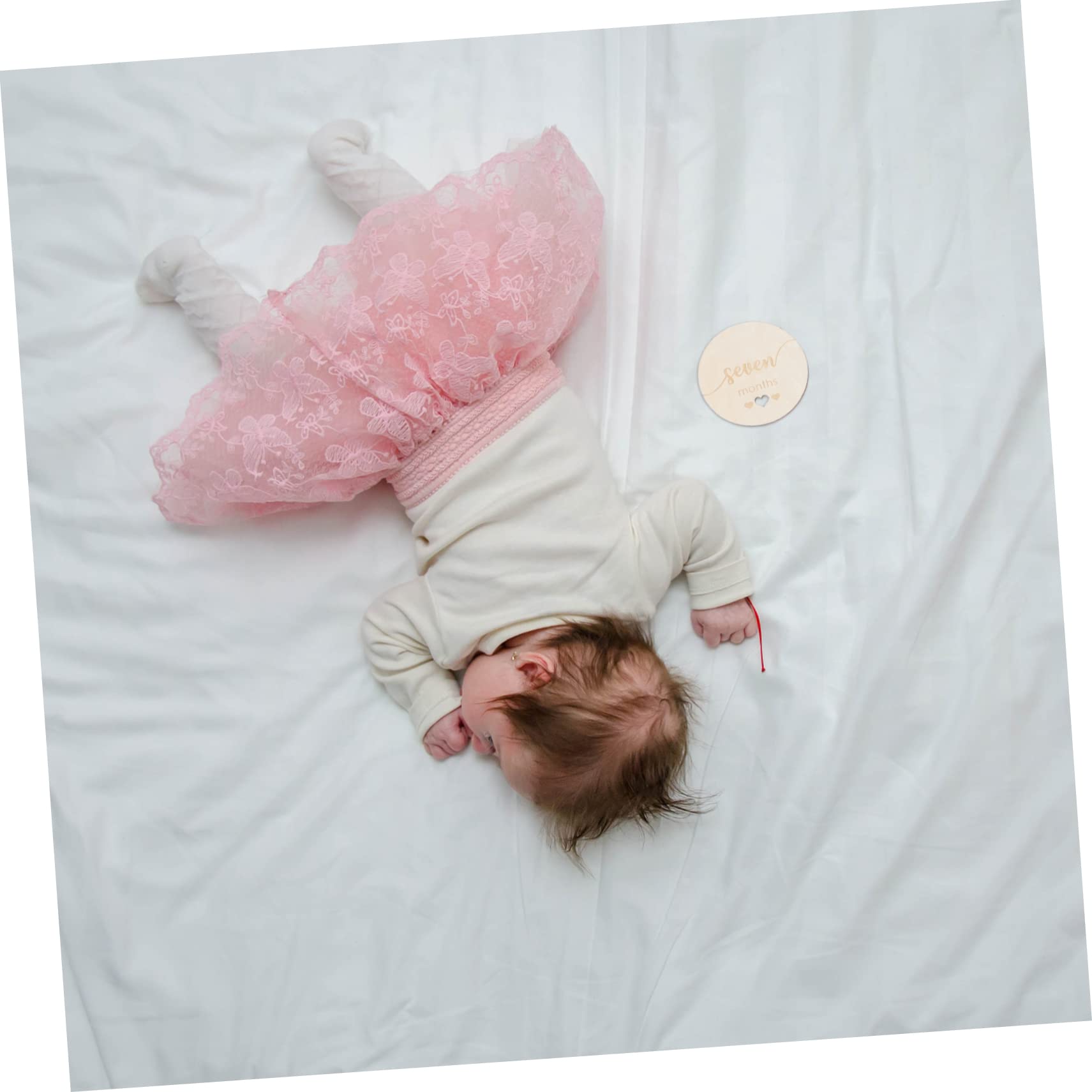 IWOWHERO 15 Pcs Wooden Baby Milestone Cards Milestone Discs for Baby's First Year Material