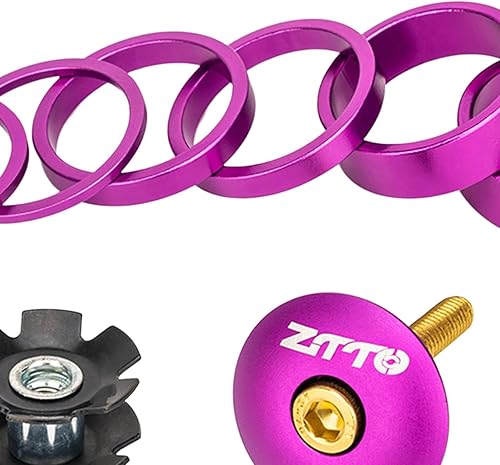 Miniatura 5 de Espaciador de auriculares para bicicleta, conjunto de arandelas de horquilla para bicicleta, componentes de modificación, arandelas portátiles,