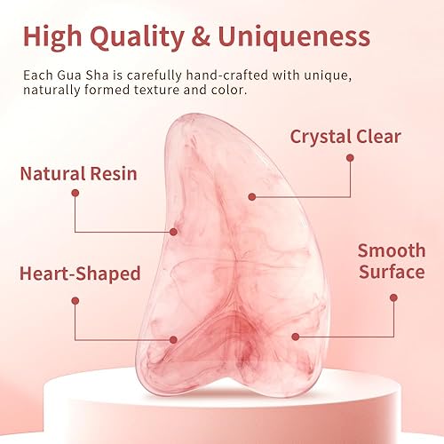 Miniatura 3 de TAIHI Gua Sha - Herramientas faciales de resina natural, cristal transparente, en forma de corazón, terapia de acupuntura, terapia de acupuntura,