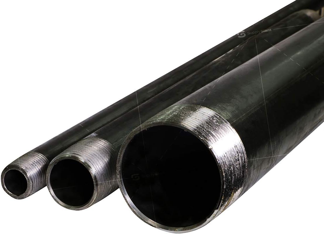 Supply Giant 3/4 Inch x 60 Inch Black Steel Pipe, Threaded Three Quarter Inch Malleable Fitting Build DIY Vintage Furniture, (Pack Of 5) - - 