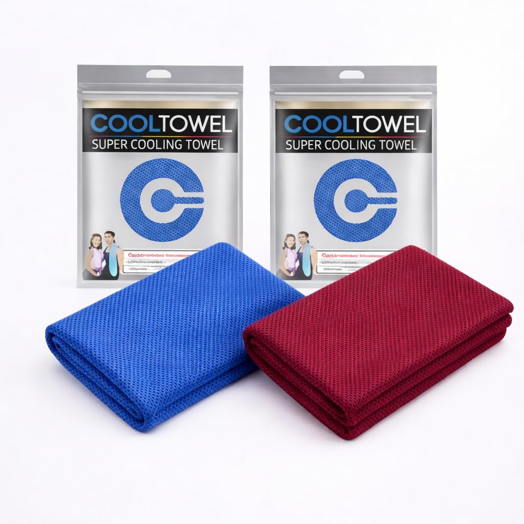 2Pcs Cooling Towel Instant Ice Cool Microfiber Sports Gym Towel for Running, Yoga, Cycling & Travel, Quick Dry, Lightweight, Reusable, Soft & Skin Friendly Neck Wrap (Multicolor, 90x30cm)