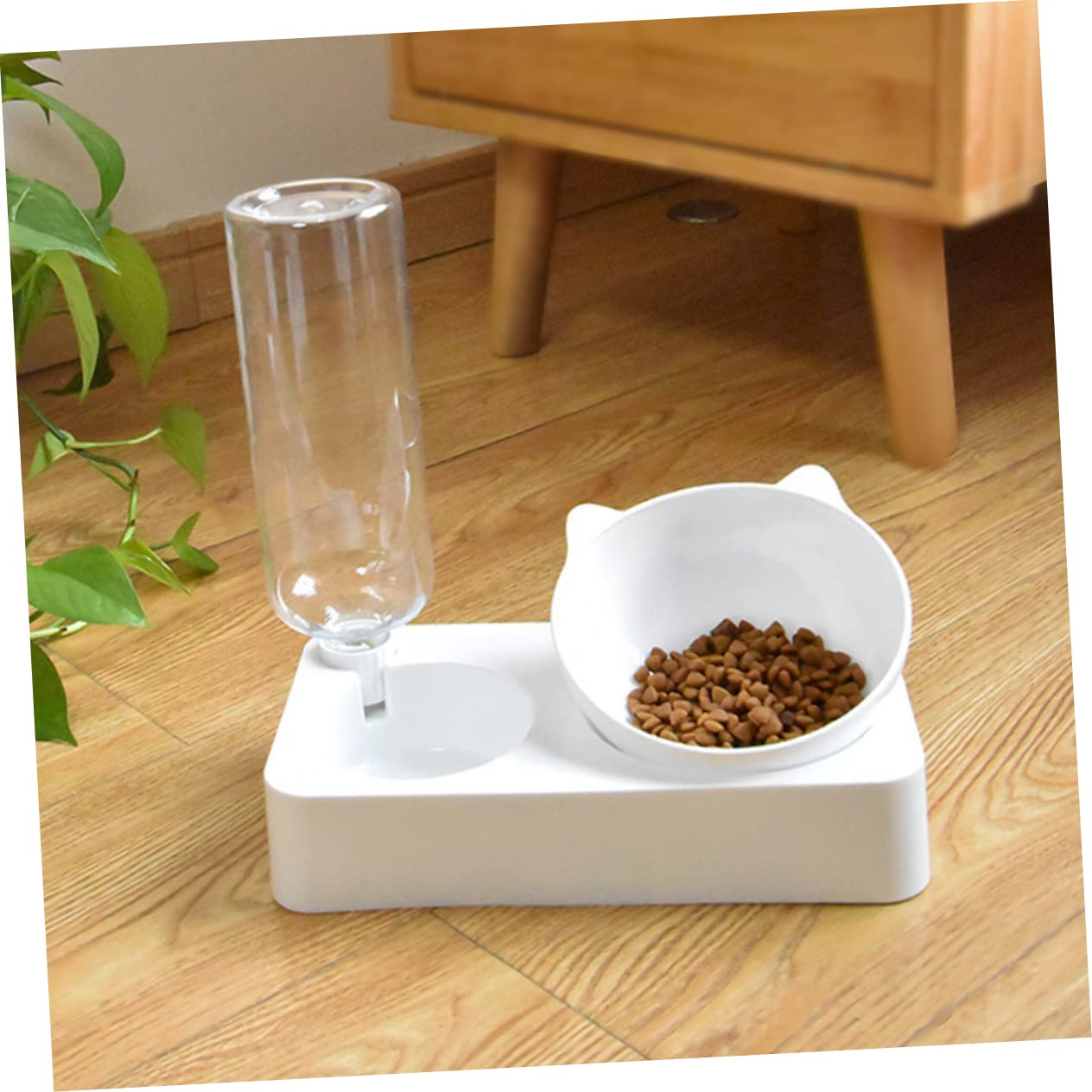 Ciotola per Gatti Anti Rovesciamento in Pp Bianco 1 Pezzo | Contenitore per Cibo e Acqua, Resistenza al Morso, per Animali Domestici, Formato Pratico